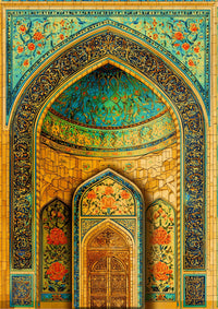 Mehrab - Digital Art Print - Floral \n canvas wall art by Habibi Arts & Crafts