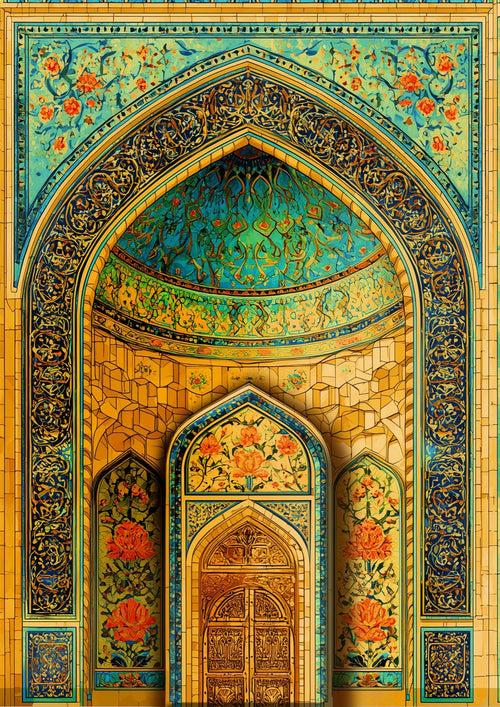 Mehrab - Digital Art Print - Floral \n canvas wall art by Habibi Arts & Crafts